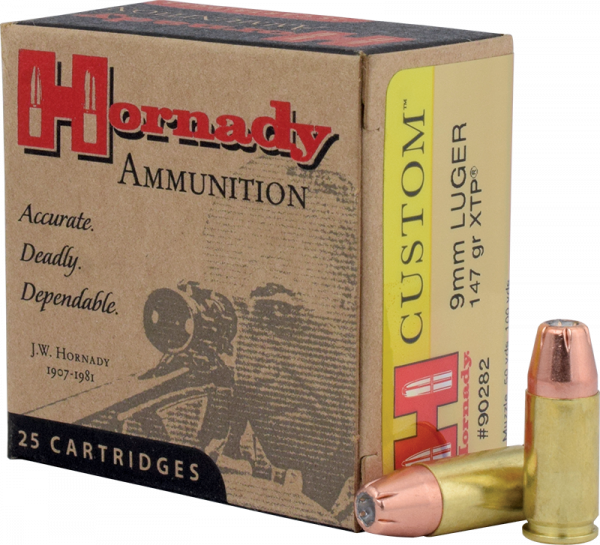 Hornady Custom 9mm Luger XTP 147 grs 